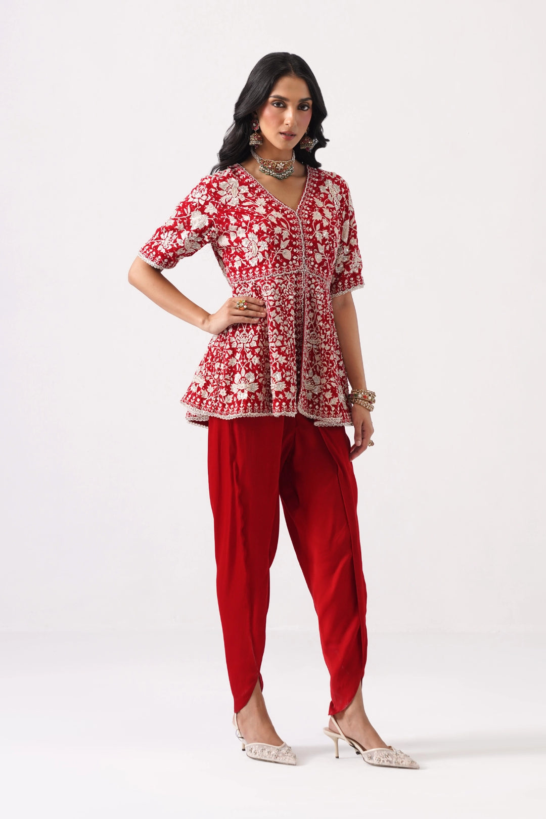 Red Peplum Set
