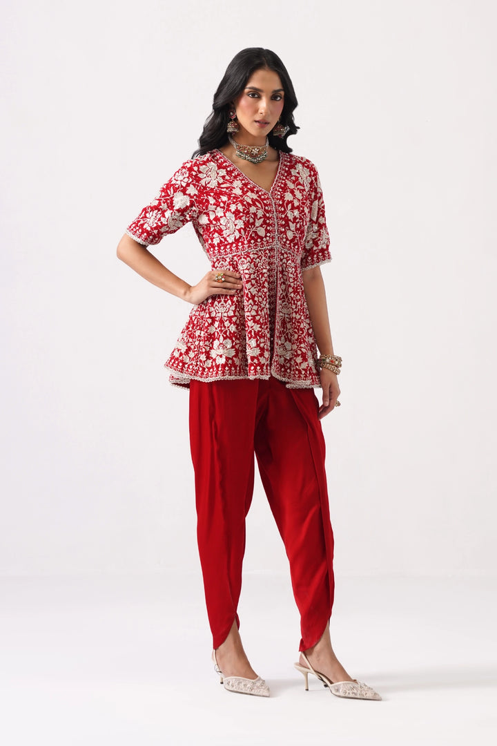 Red Peplum Set