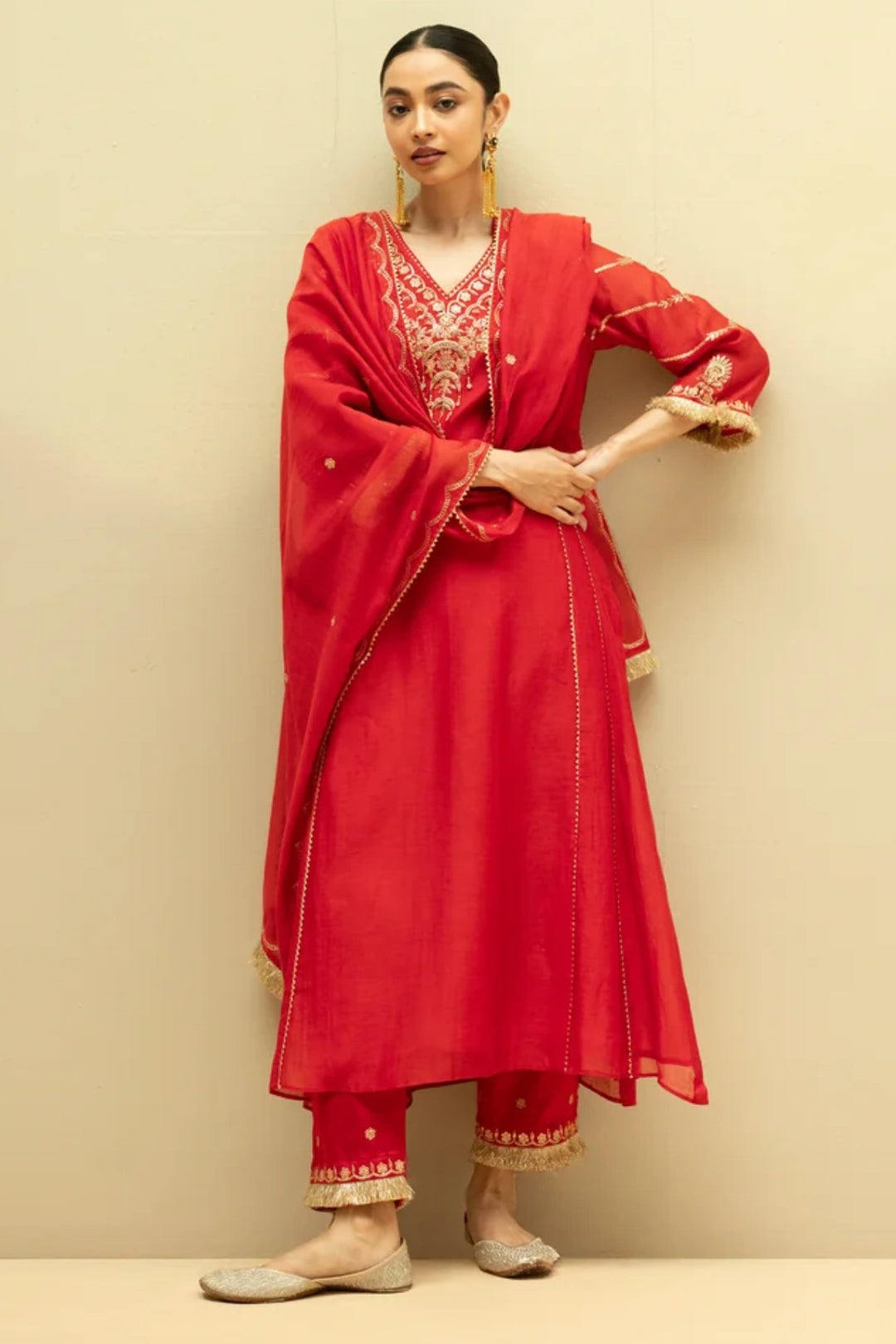 Chaandbali Mul Chanderi Aline Kurta Set