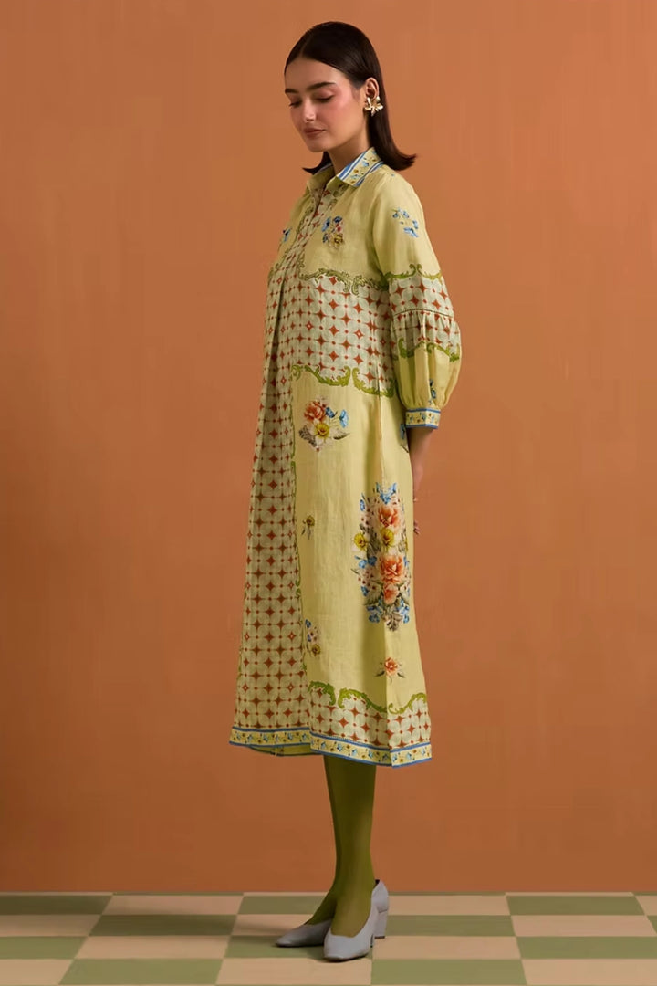 Verdant Shirt Dress- Fun yellow