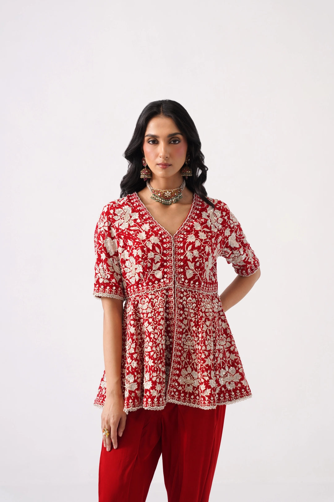 Red Peplum Set