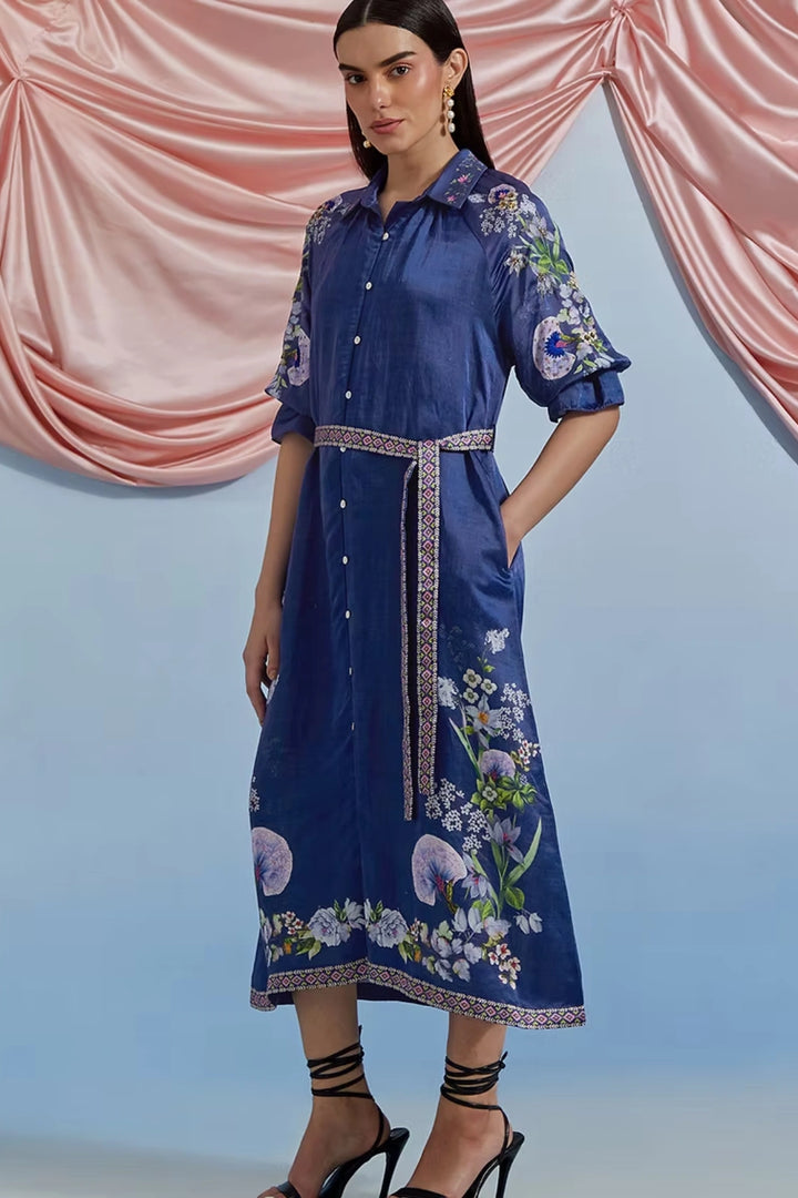 Doe shirt dress - Airforce blue