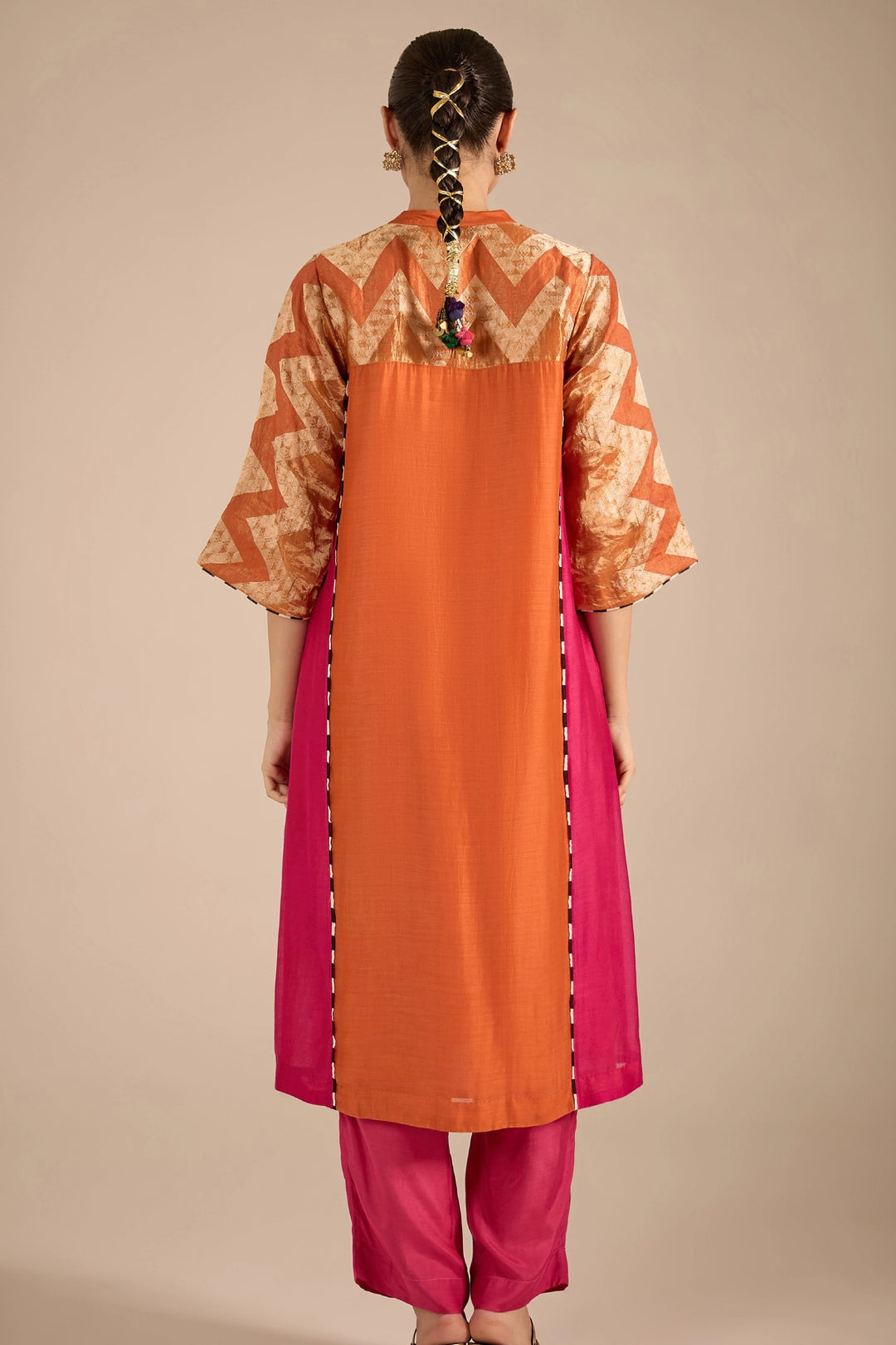 Chevron Orange and Pink Kurta Set