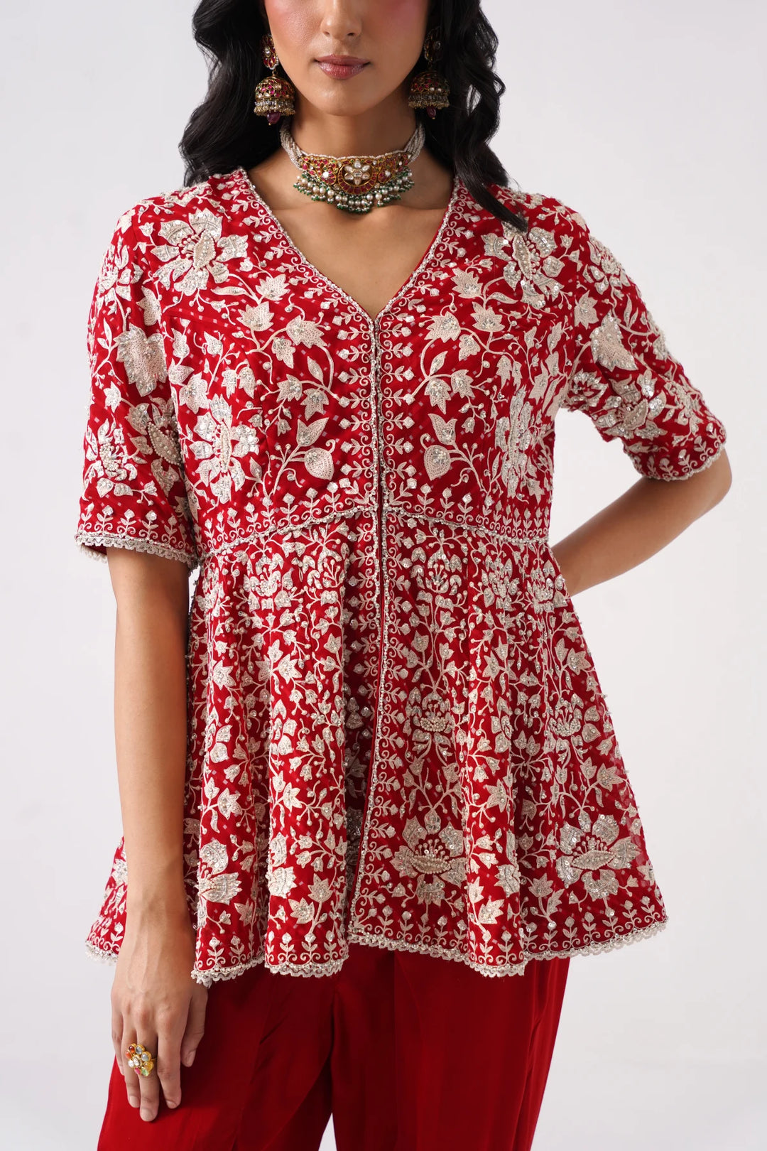 Red Peplum Set