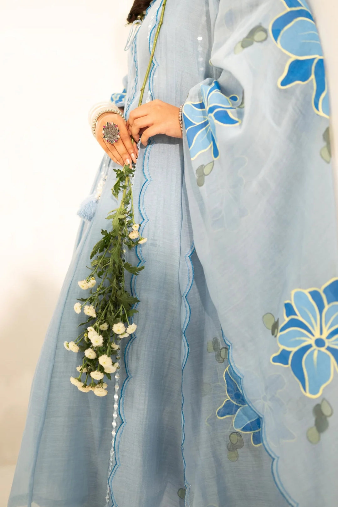 Zoya Mul Chanderi Anarkali Set