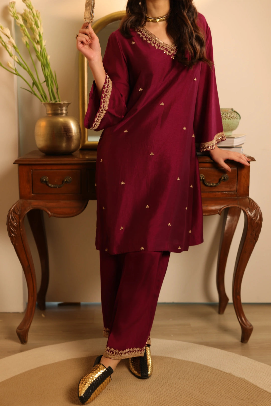Petunia Kurta Set Burgundy