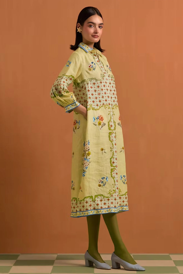 Verdant Shirt Dress- Fun yellow