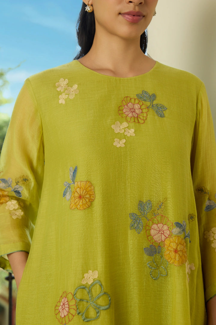 Lime Thread Embroidered Co-ord Set
