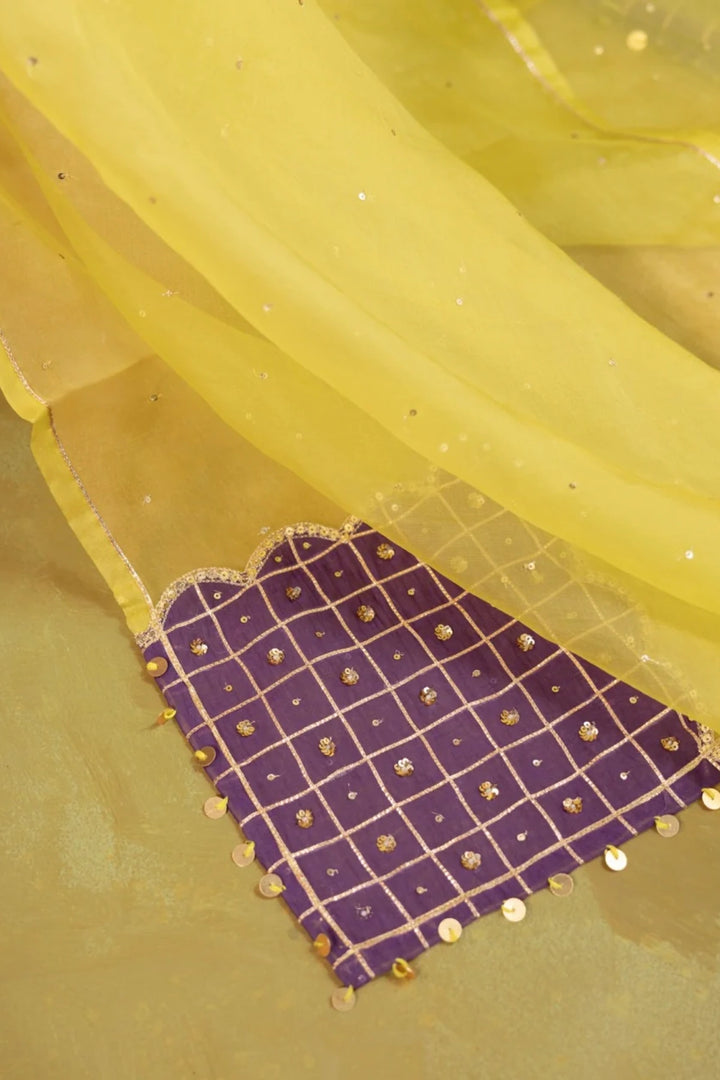 Purple Chand Booti A-Line Suit Set