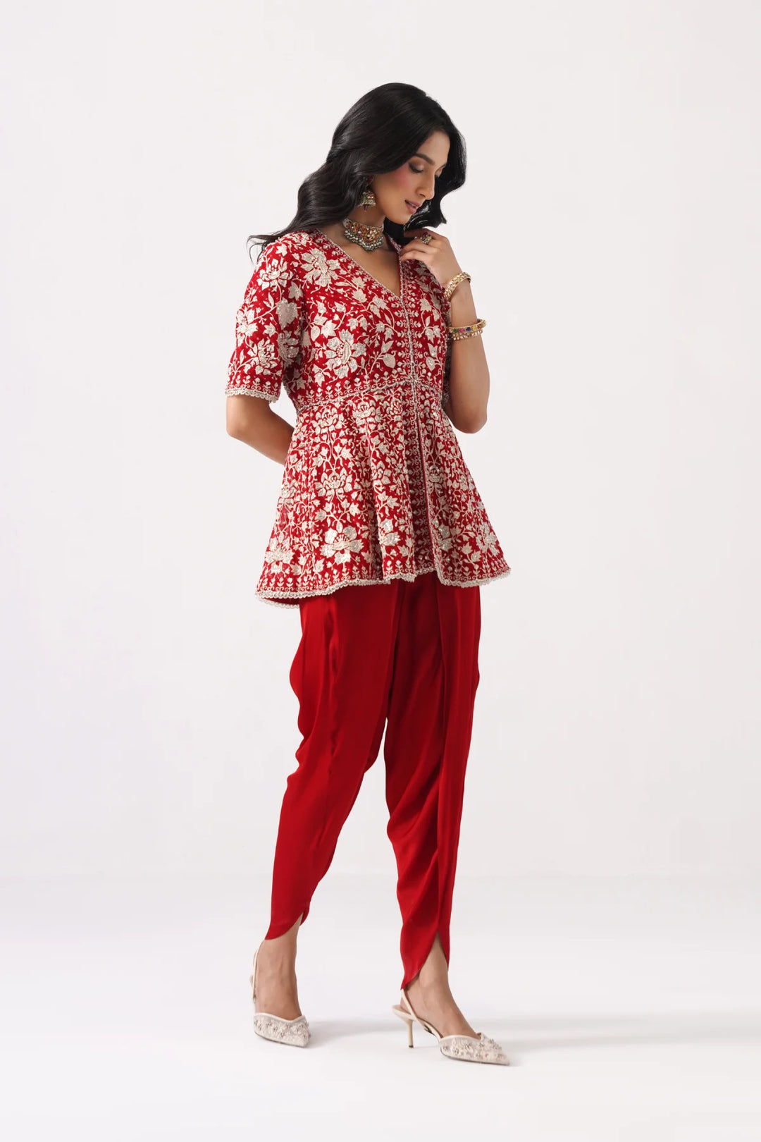Red Peplum Set