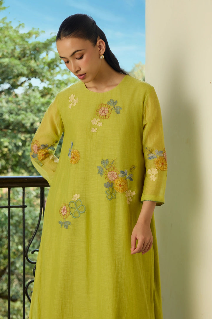 Lime Thread Embroidered Co-ord Set