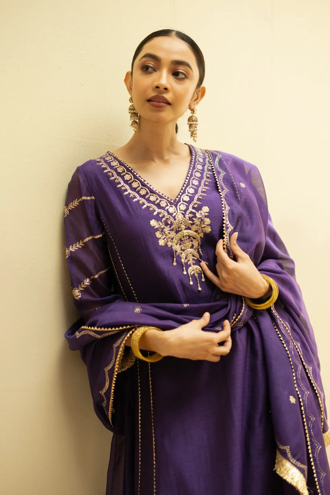 Chaandbali Mul Chanderi Aline Kurta Set
