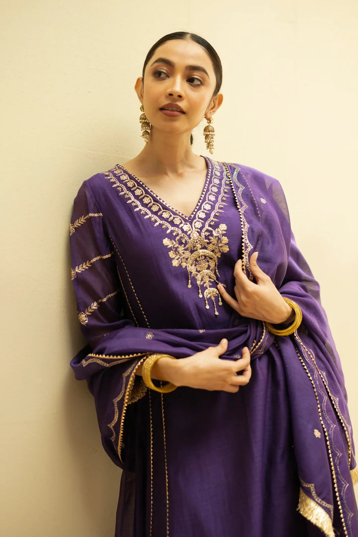 Chaandbali Mul Chanderi Aline Kurta Set