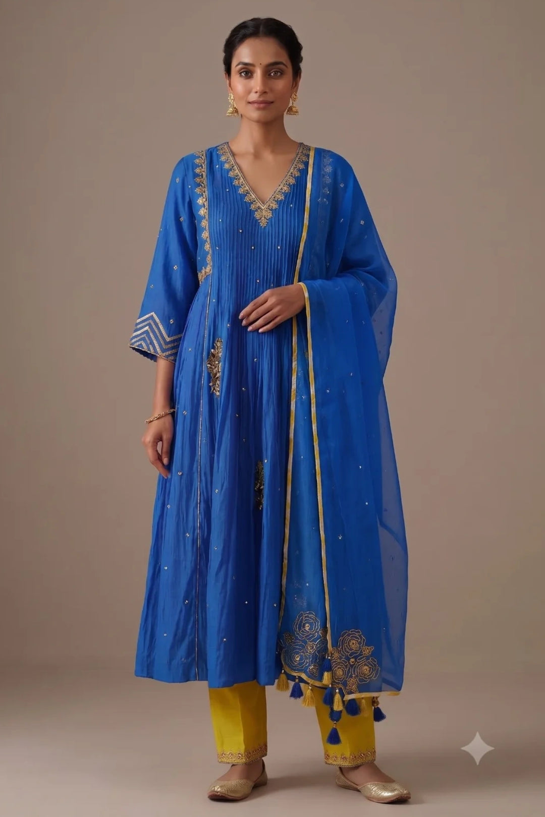 Electric Blue 5 Boota Kurta Set