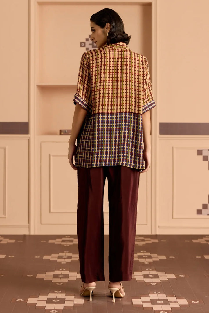 Burgandy Half N Half Shirt