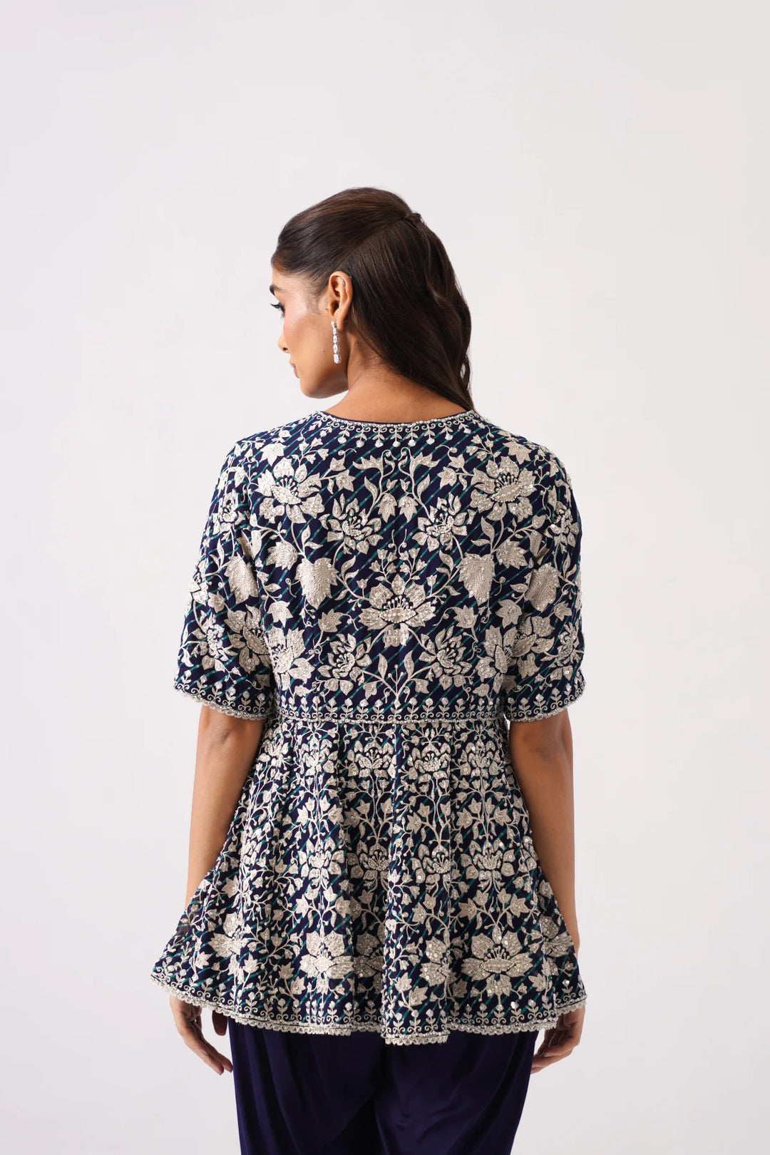 Dark Blue Peplum Set