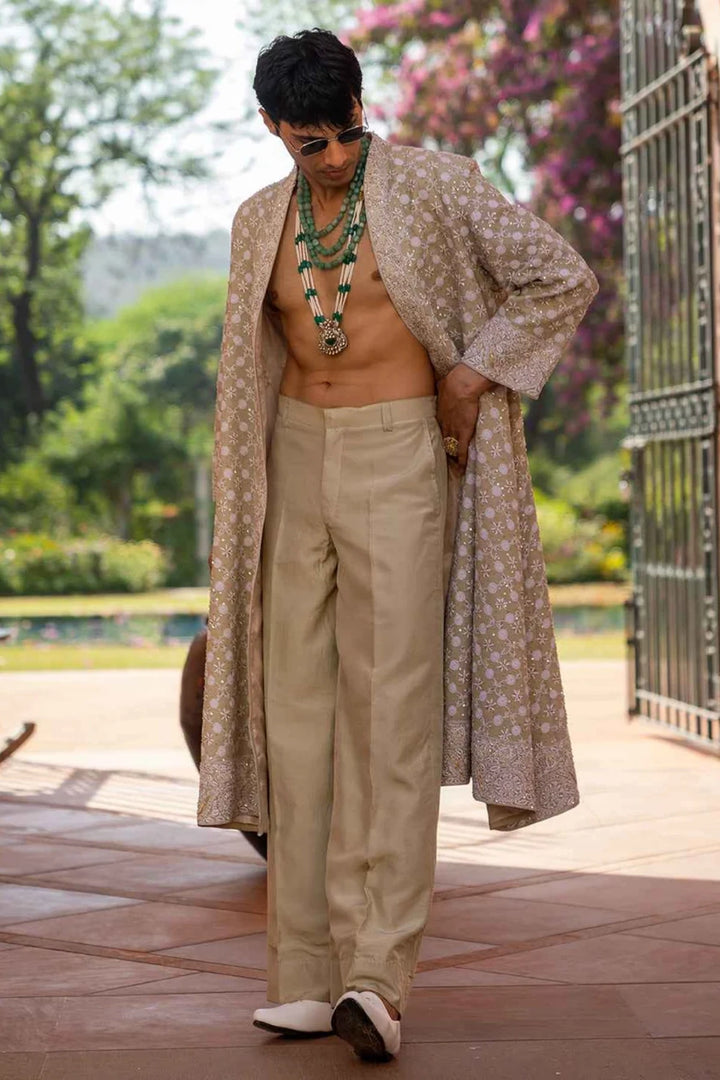 Muted Ochre Front Open Unisex Pure and Premium Georgette Anarkali