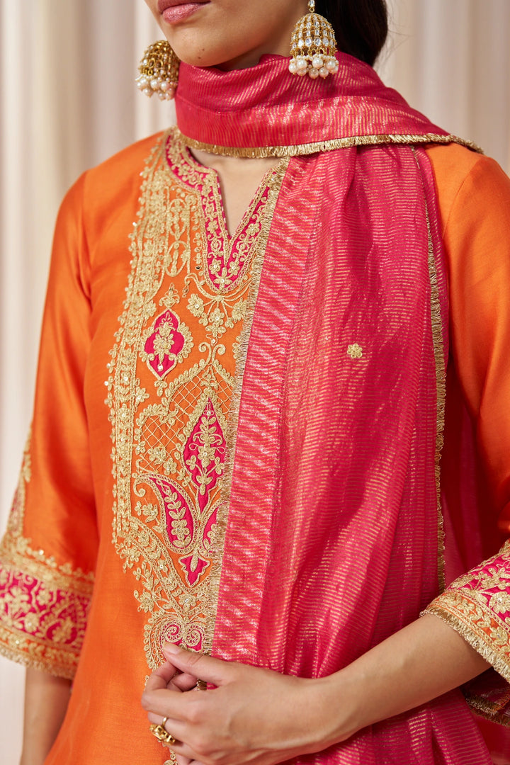 Adeela Burnt Orange Kurta with Salwar and Dupatta