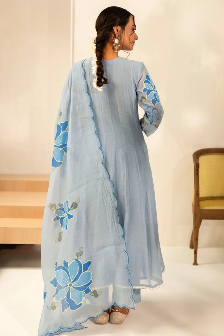 Zoya Mul Chanderi Anarkali Set