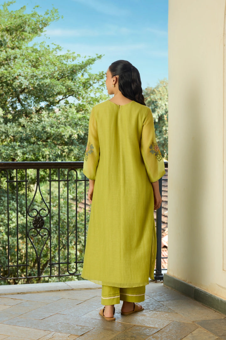 Lime Thread Embroidered Co-ord Set