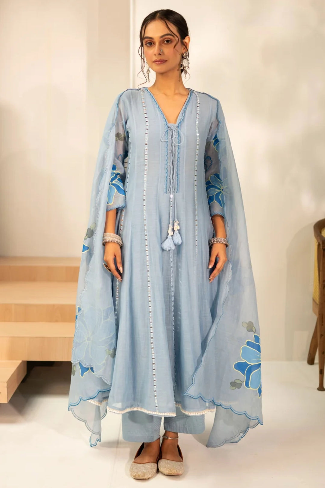 Zoya Mul Chanderi Anarkali Set