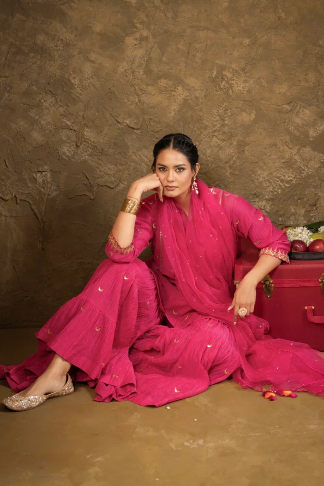 Pink Chand Booti Sharara Set