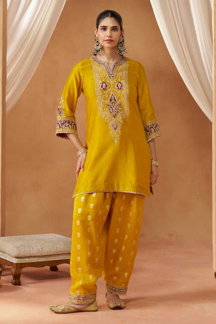 Adeela Mustard Kurta with Salwar and Dupatta