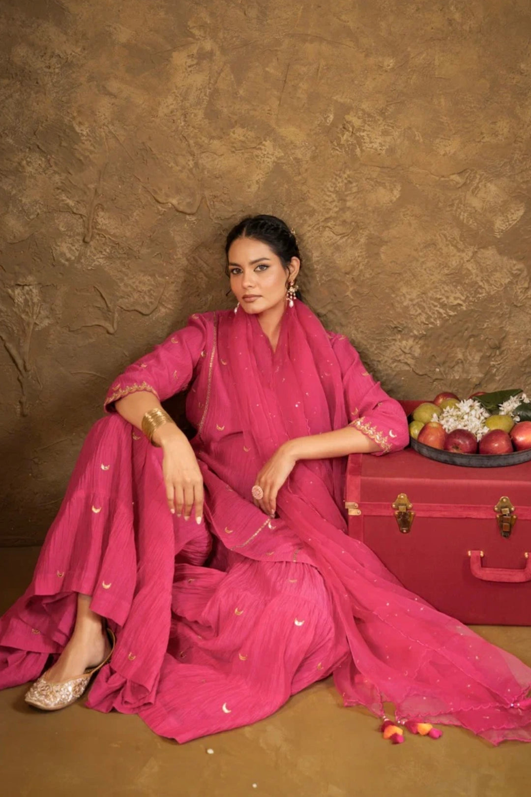 Pink Chand Booti Sharara Set