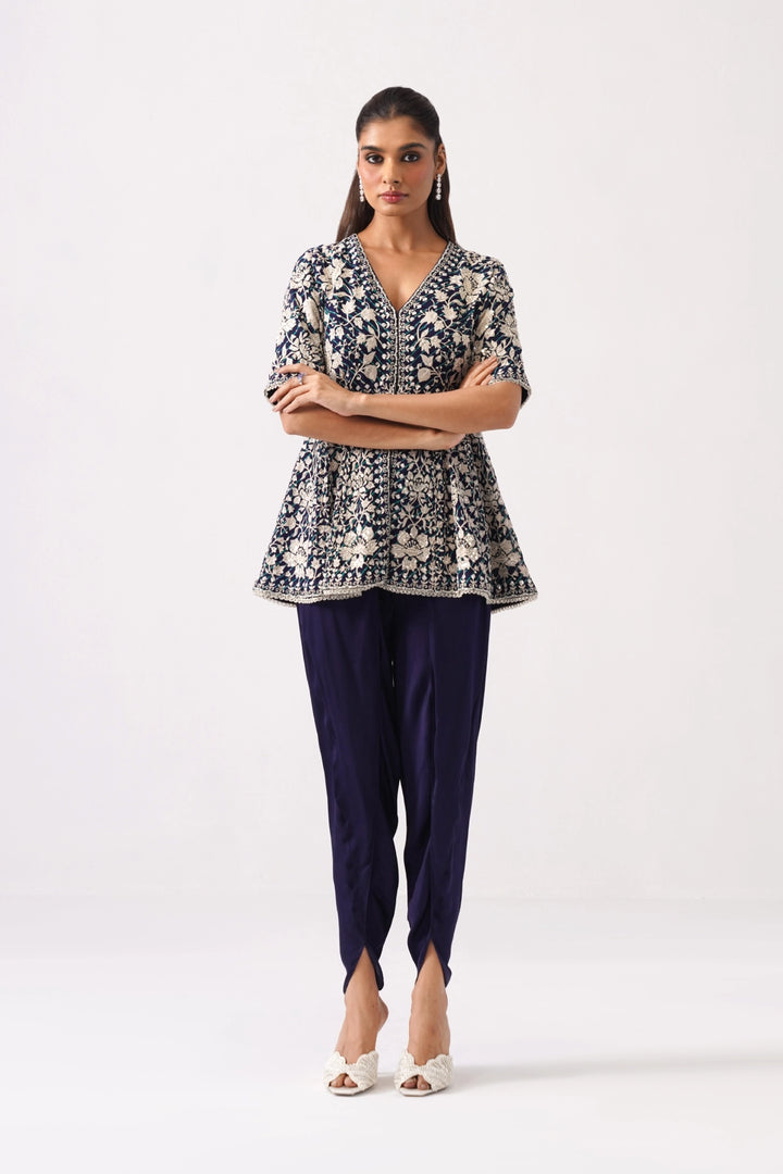 Dark Blue Peplum Set