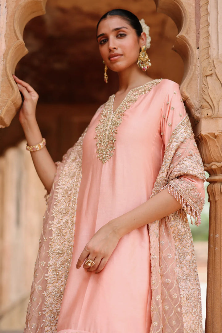 Maham - Pink Anarkali Set with Salwar & Dupatta