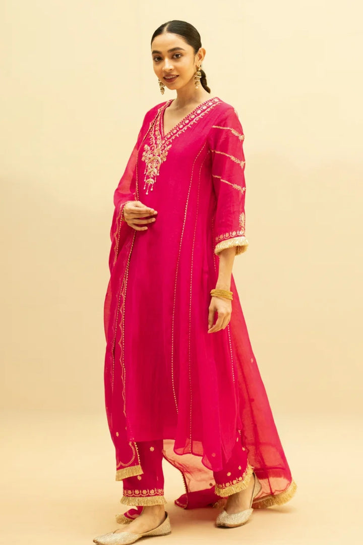 Chaandbali Mul Chanderi Aline Kurta Set