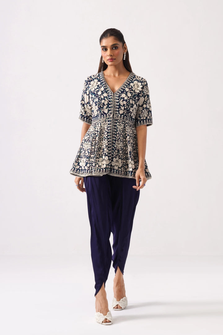 Dark Blue Peplum Set