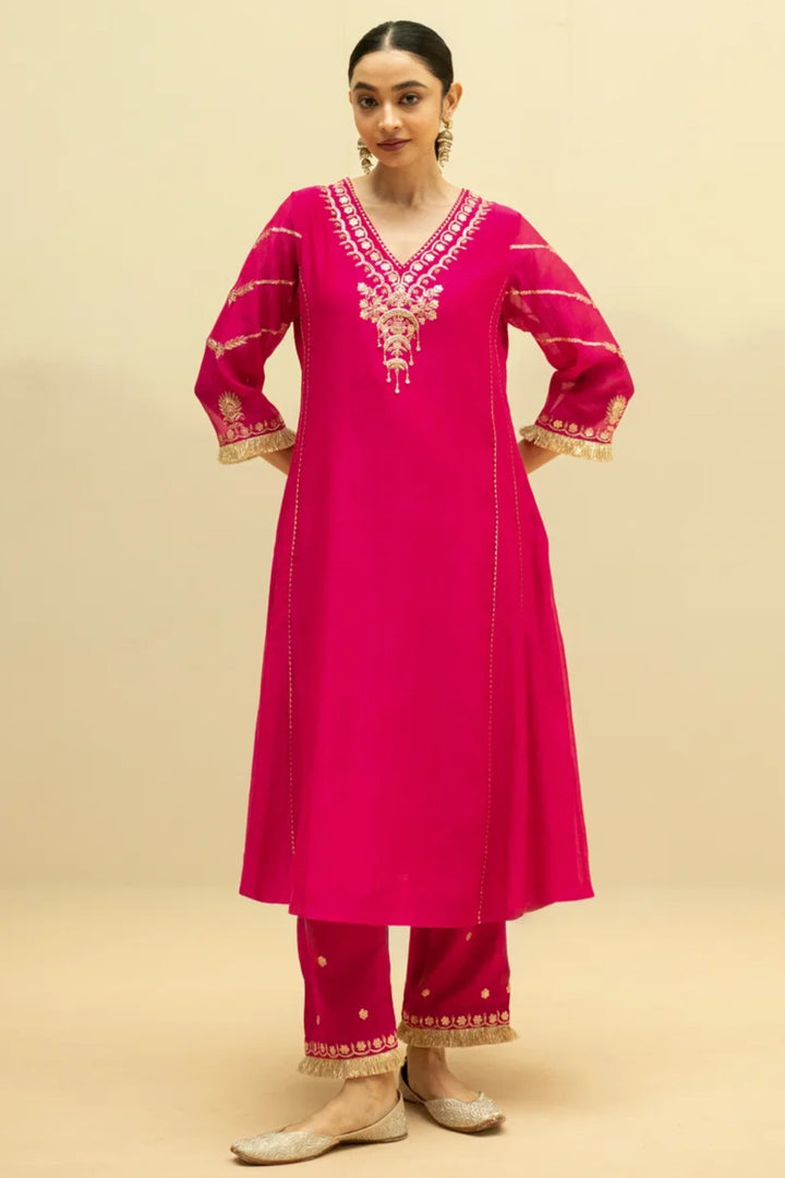 Chaandbali Mul Chanderi Aline Kurta Set