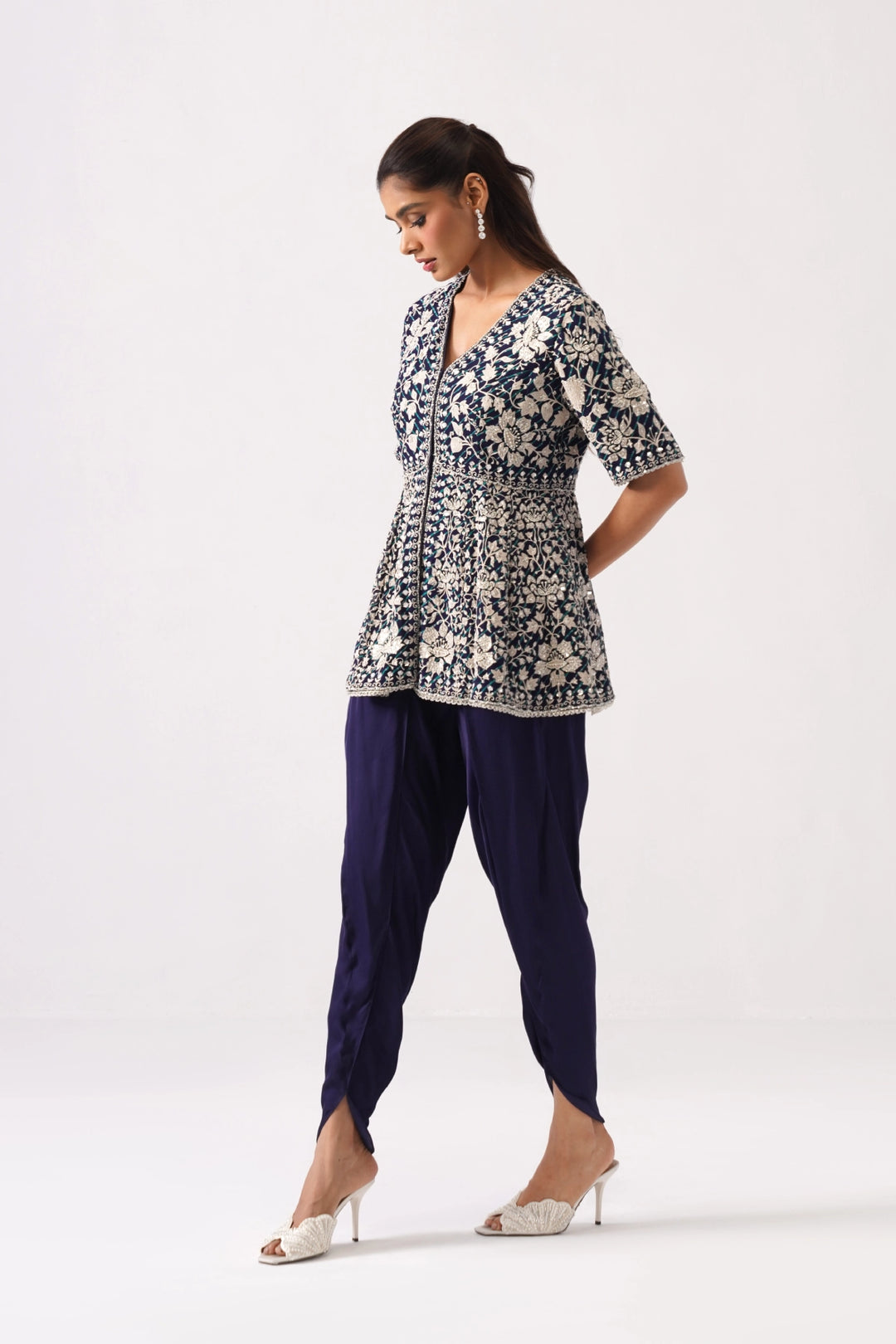 Dark Blue Peplum Set
