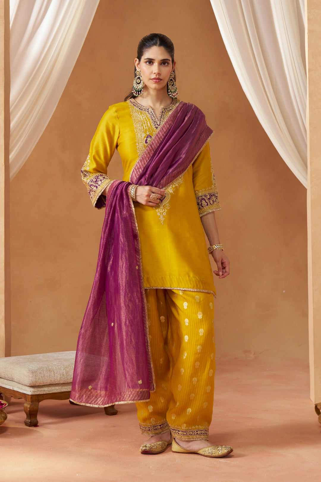 Adeela Mustard Kurta with Salwar and Dupatta