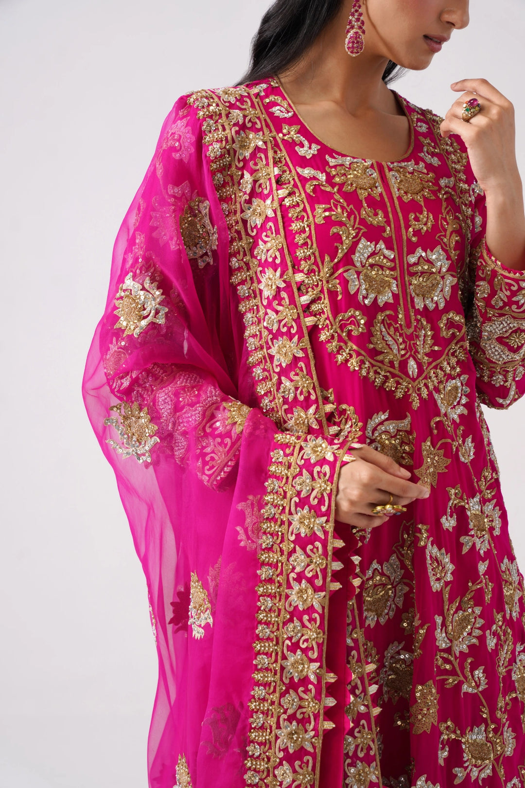 Zaar Bagh - Long Kurta Set - Pink