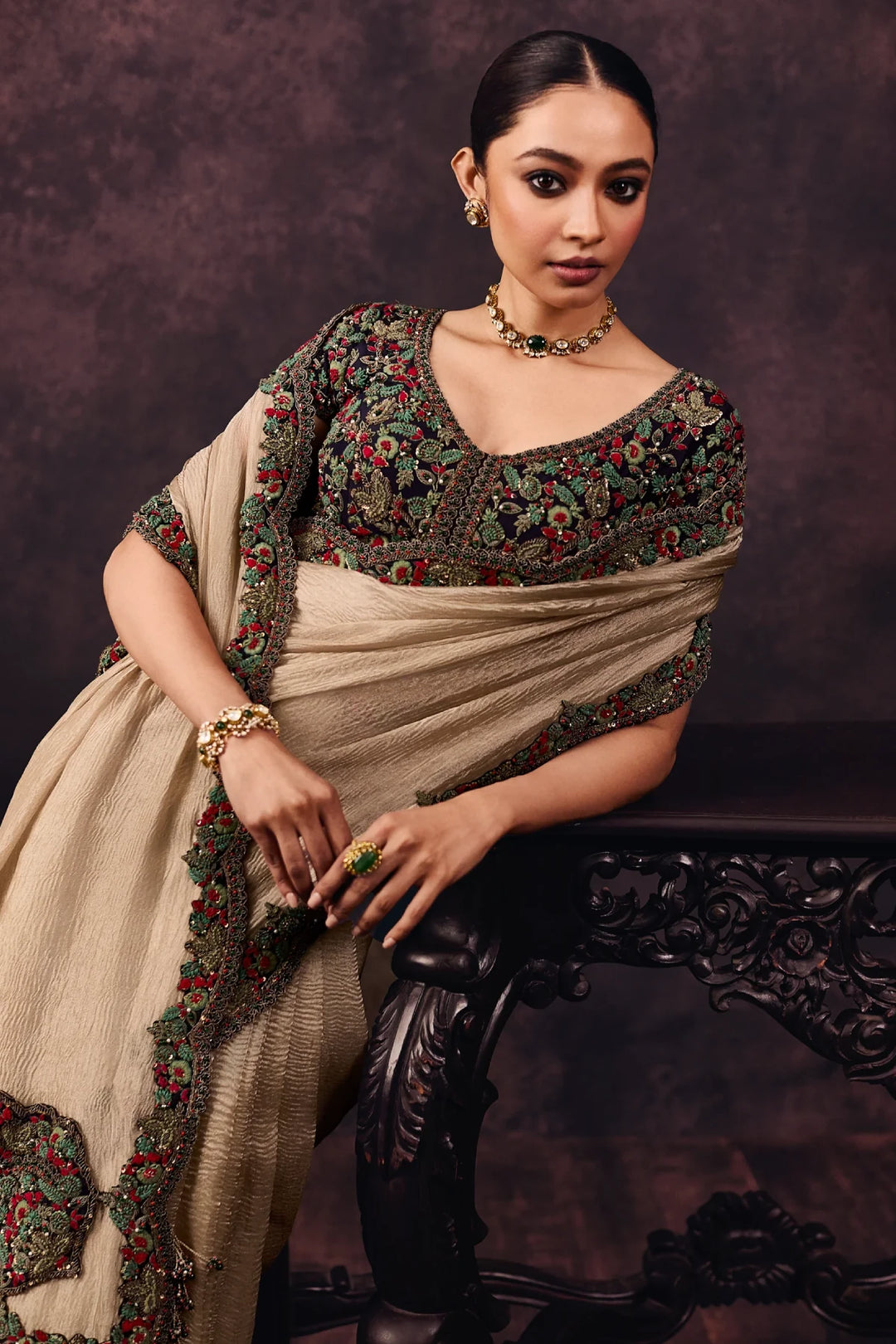 UP Dori Thread Crushed Tissue Saree