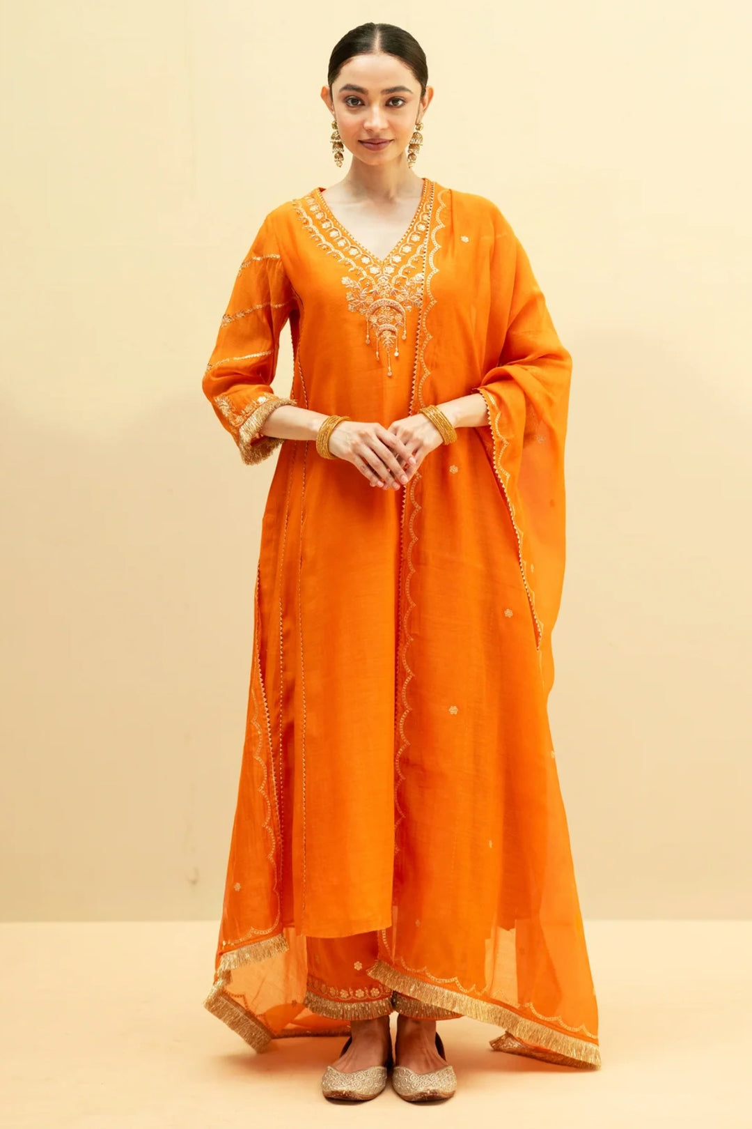 Chaandbali Mul Chanderi Aline Kurta Set