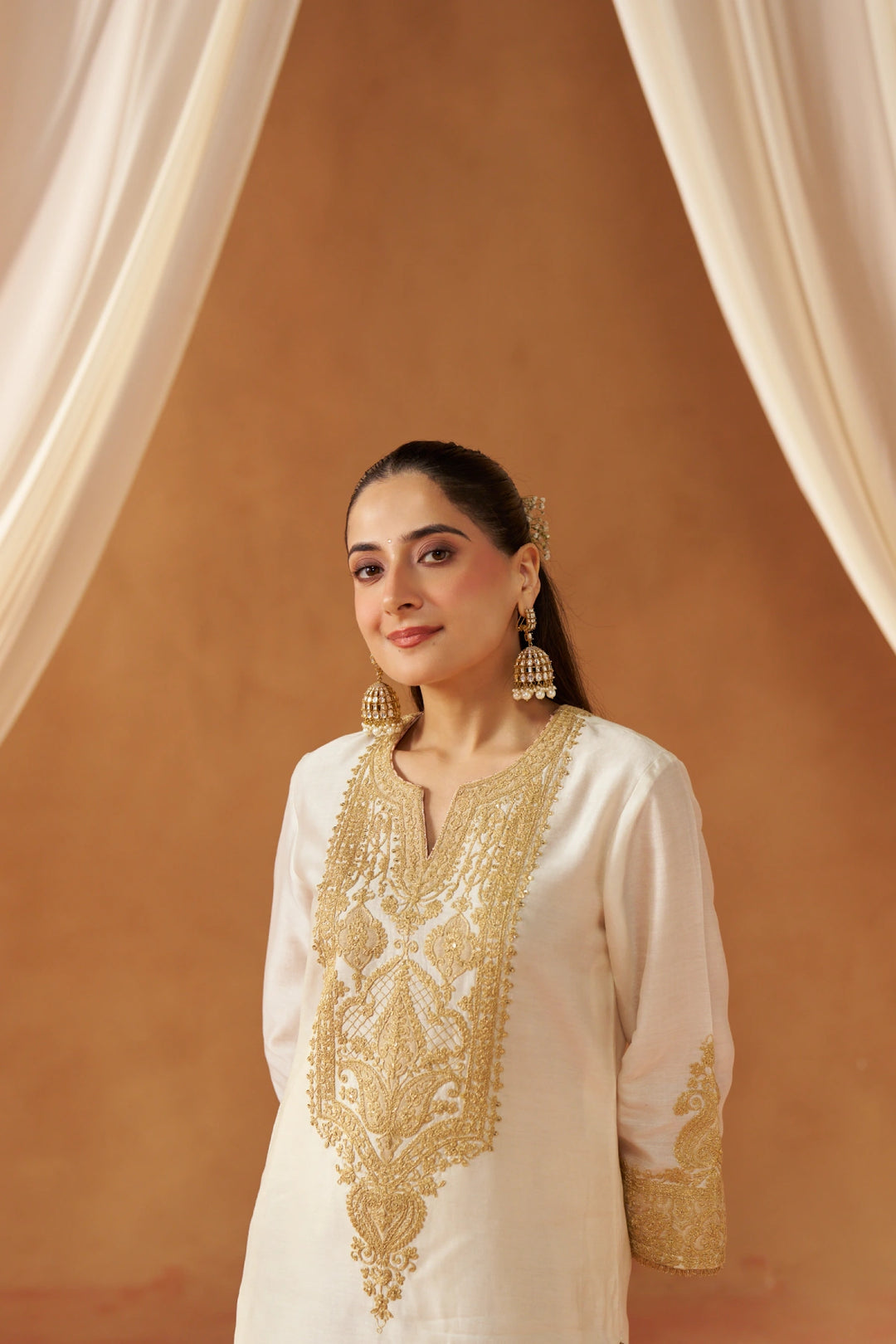 Adeela Daisy Ivory Kurta with Salwar and Dupatta