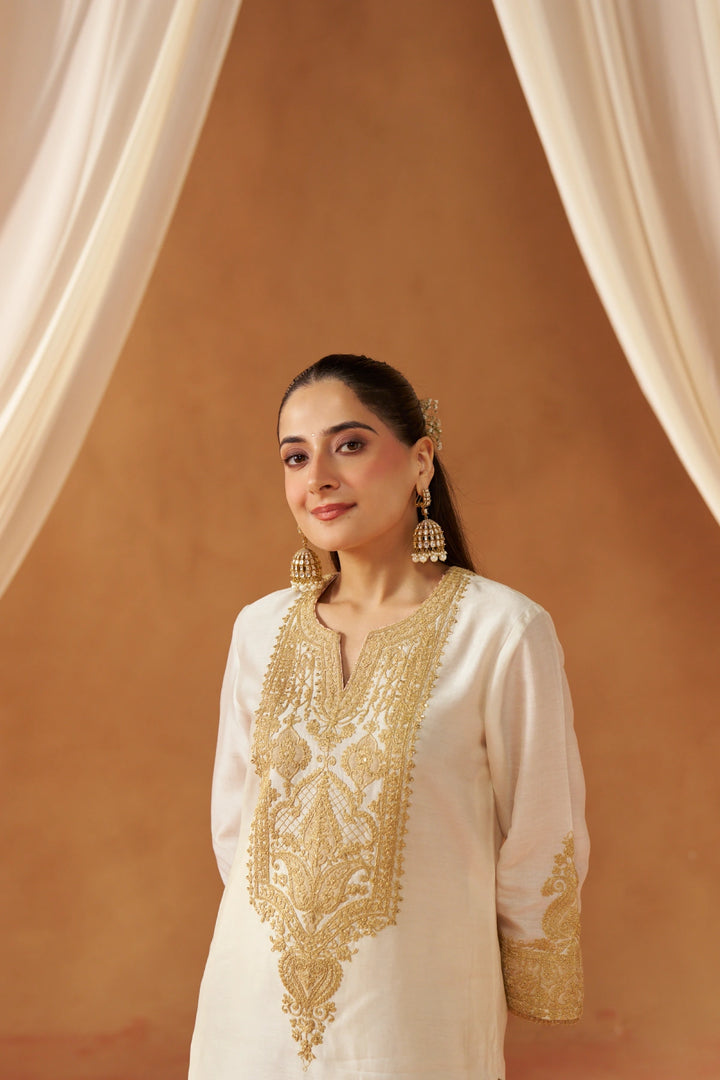 Adeela Daisy Ivory Kurta with Salwar and Dupatta