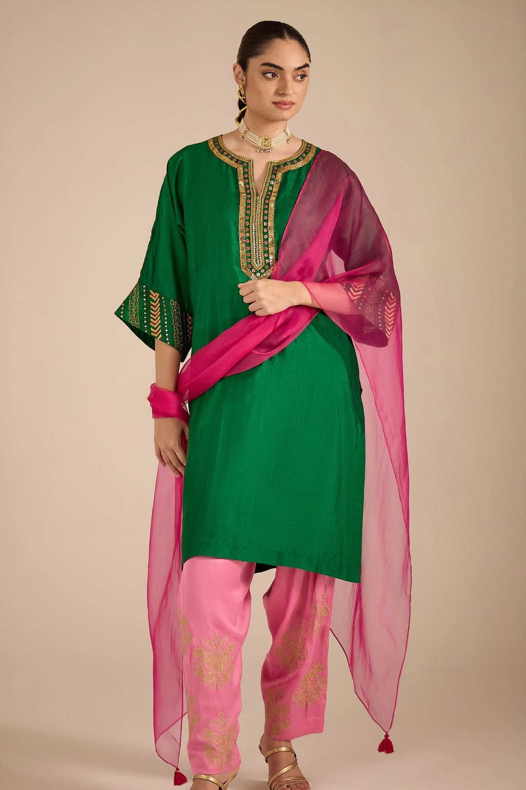Emerald Green Silk Kurta Set