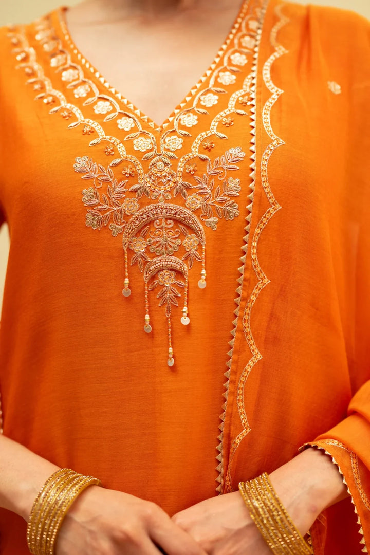Chaandbali Mul Chanderi Aline Kurta Set