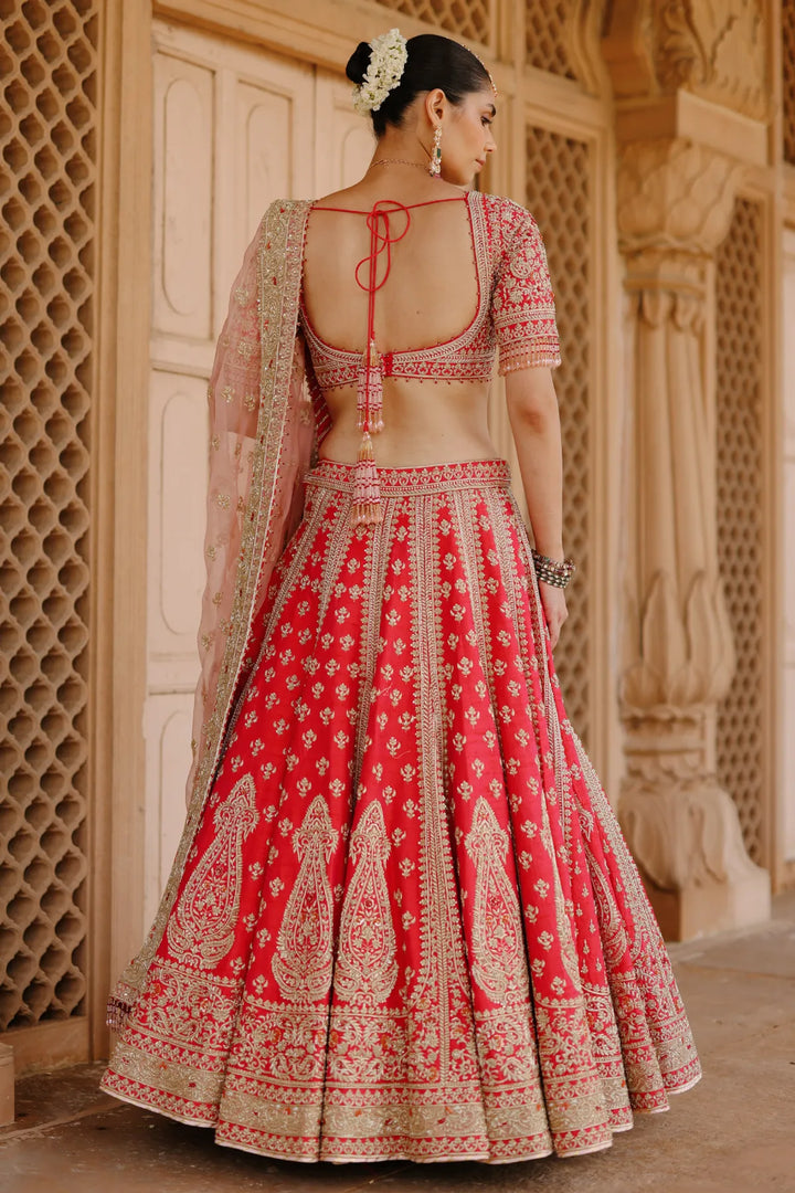 Nusrat - Hot Pink Kali-in-Kali Lehenga Set with Blouse & Dupatta