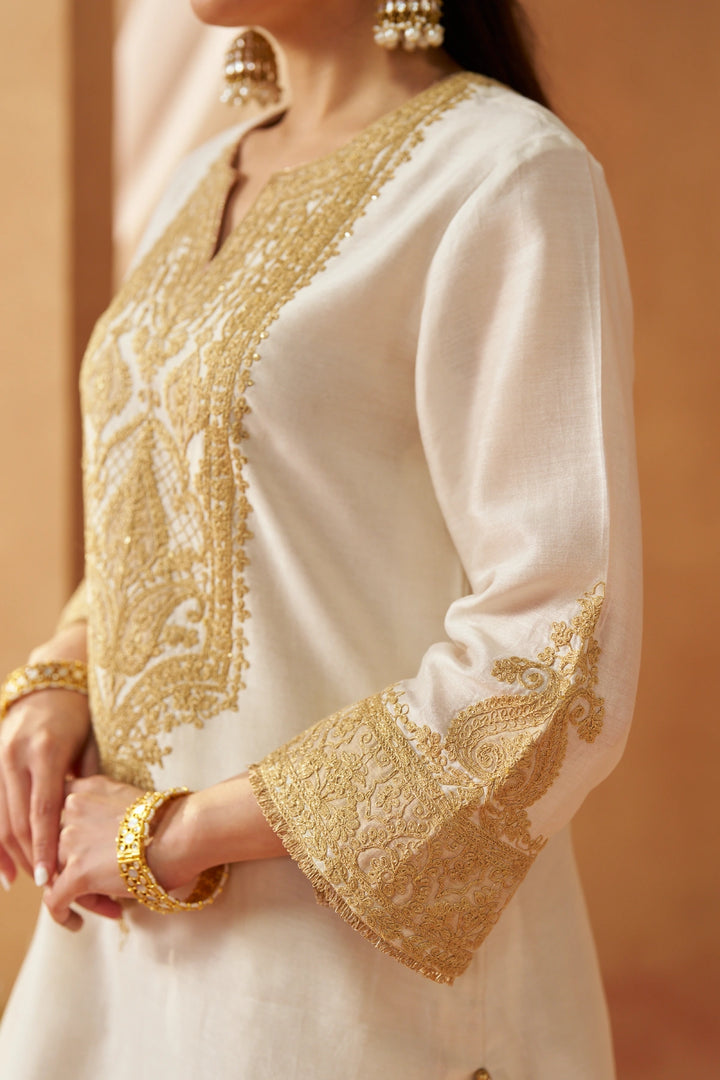Adeela Daisy Ivory Kurta with Salwar and Dupatta