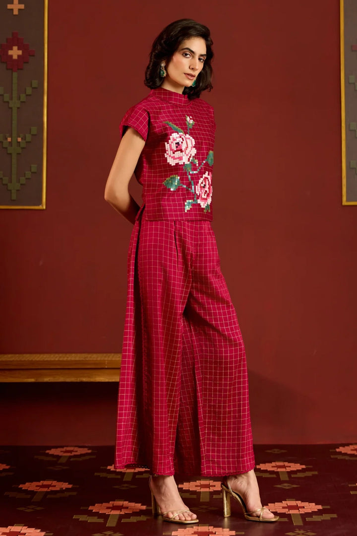 Maroon Crop Top + Sharara