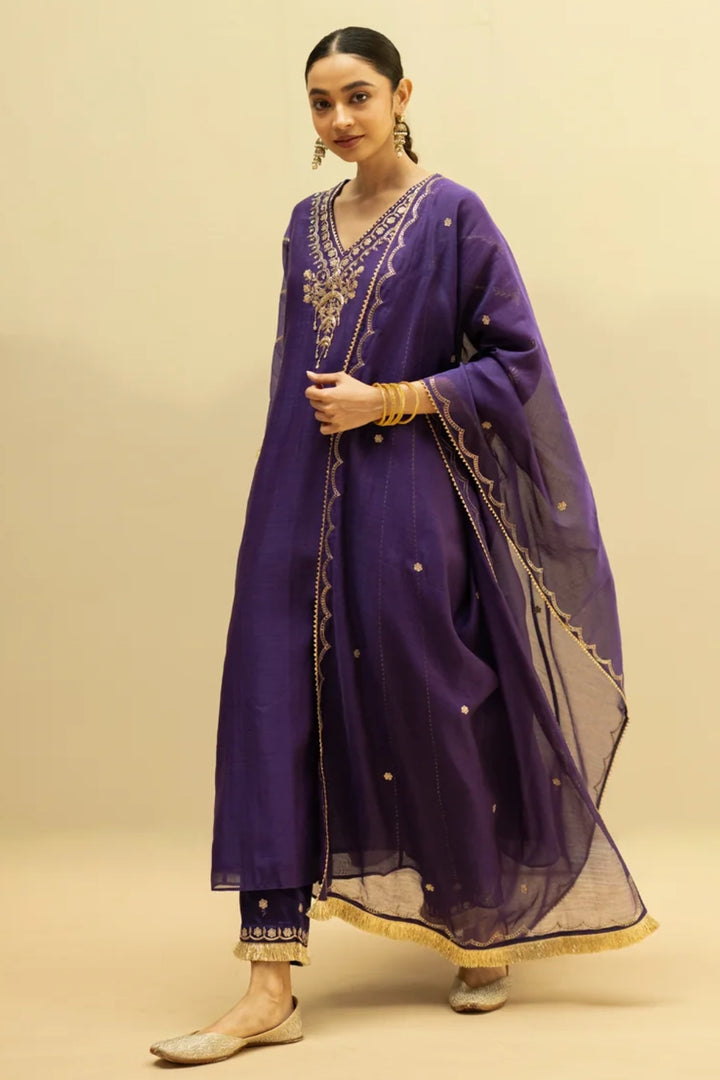 Chaandbali Mul Chanderi Aline Kurta Set