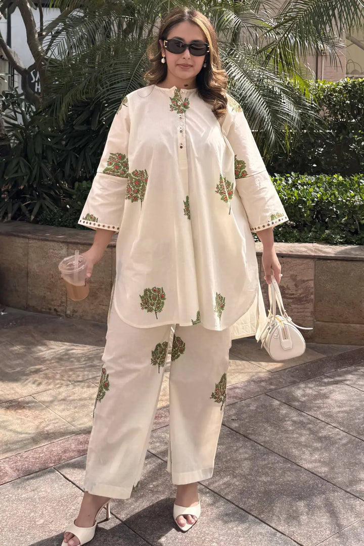 Shreya Sharma in Cotton Apple Tree Kimono Coord Set