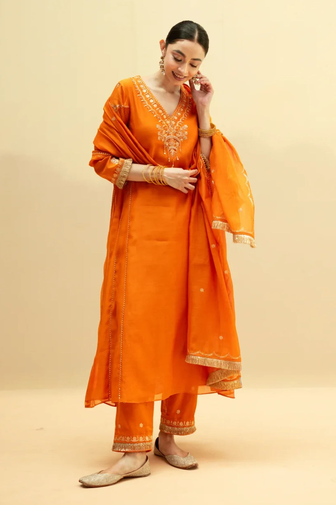 Chaandbali Mul Chanderi Aline Kurta Set