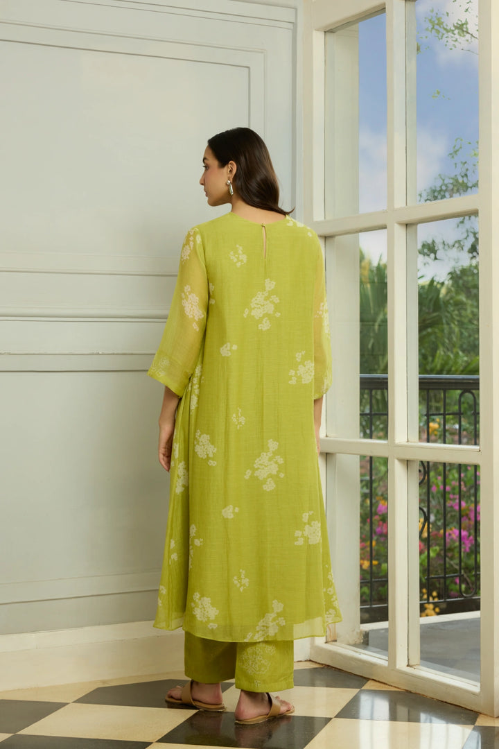 Lime Floral Embroidered Co-ord Set
