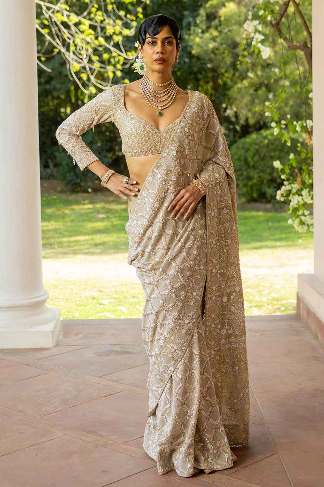 Earthy Green Pure & Premium Georgette Chikankari Saree